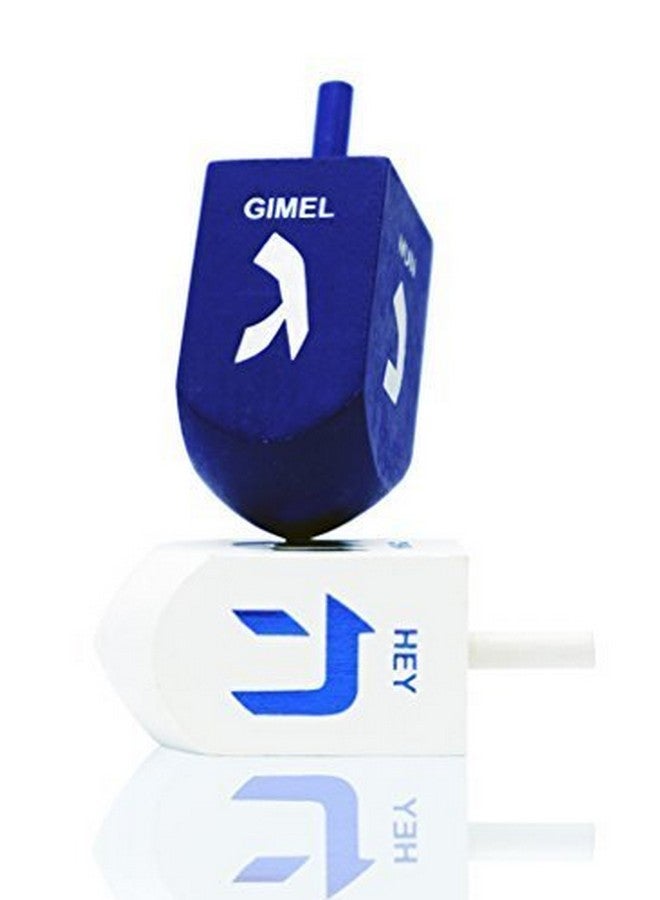 The Dreidel Company The Dreidel Company Let's Play The Hanukkah Game Extra Large Blue & White Wood Dreidels 2-Pack XL - Image 2