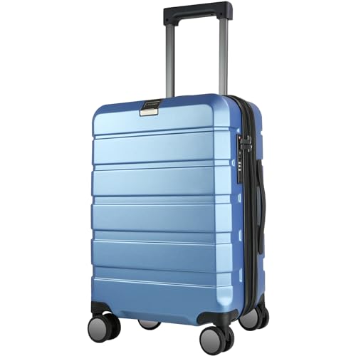 KROSER Hardside Expandable Carry On Luggage with Spinner Wheels & Built-in TSA Lock, Durable Suitcase Rolling Luggage with USB Port, Carry-On 20-Inch, Light Blue - Image 1