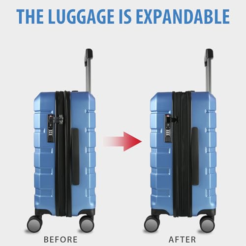 KROSER Hardside Expandable Carry On Luggage with Spinner Wheels & Built-in TSA Lock, Durable Suitcase Rolling Luggage with USB Port, Carry-On 20-Inch, Light Blue - Image 5