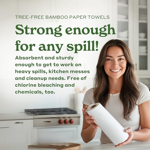 Caboo Tree Free Paper Towels, 8 Rolls, Earth Friendly Sustainable Kitchen Paper Towels with Strong 2 Ply - Image 2