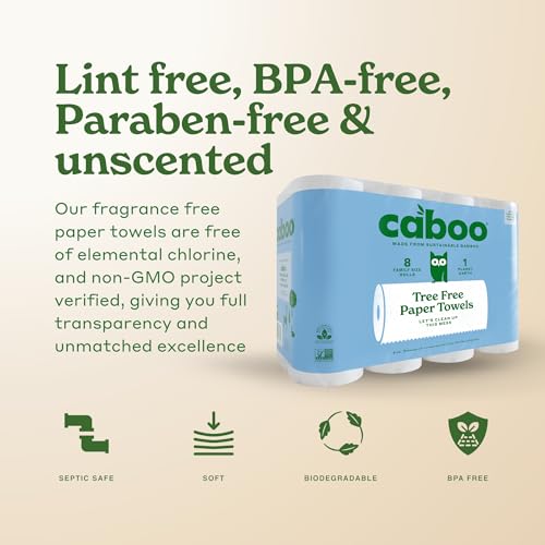 Caboo Tree Free Paper Towels, 8 Rolls, Earth Friendly Sustainable Kitchen Paper Towels with Strong 2 Ply - Image 4