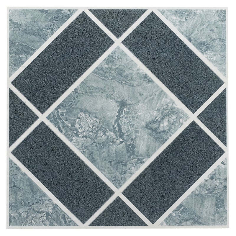 Achim Home Furnishings FTVGM30320 Nexus 12Inch Vinyl Tile Geo Light and Dark Blue Diamond Pattern 20Pack 12W x 12L x 12mm T