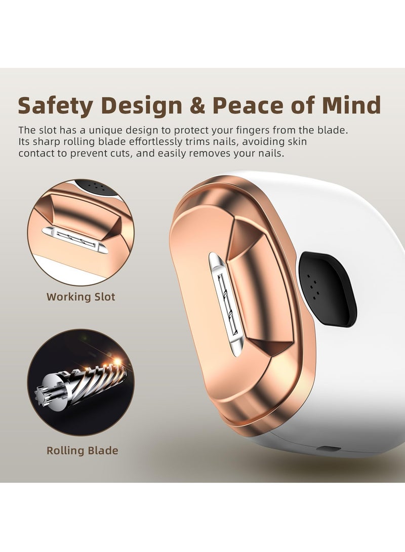 SOLARAE Electric Automatic Nail Clipper with Light & 2 Speeds, Safety Fingernail Cutter and Filer, Rechargeable Fingernail Trimmer for Baby, Kids, Girls, Boys and Adults - Image 4
