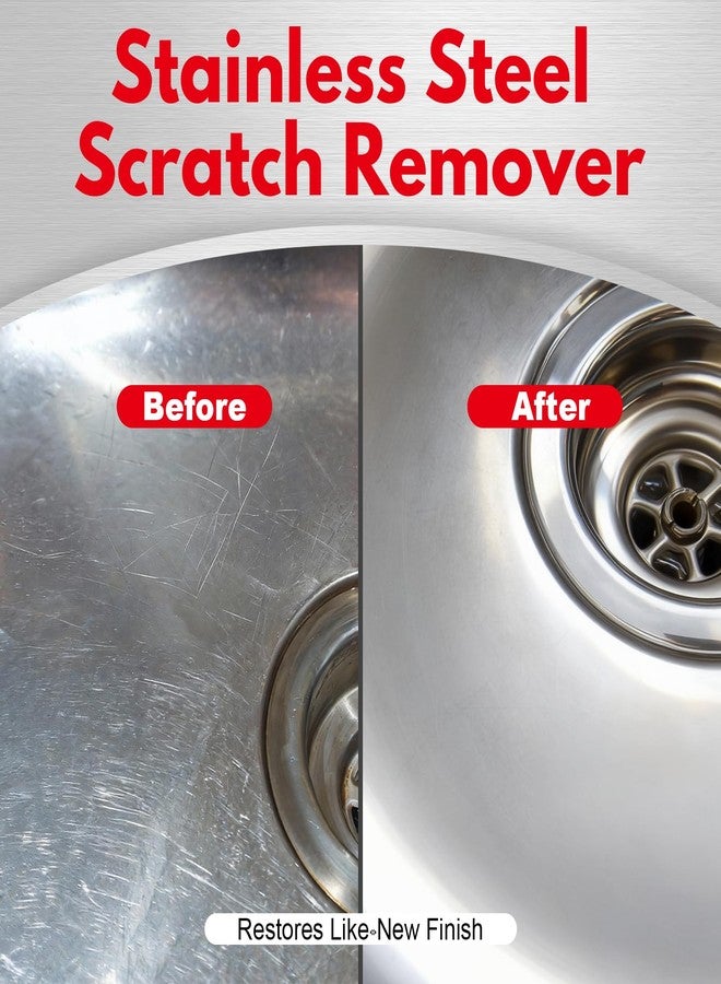 Netrca Stainless Steel Scratch Remover Kit, Removes Deep Scratches from Sinks, Ranges, Fridges, Stoves & Appliances, Restores Like-New Finish, for Non-Coated Stainless Steel, with 3 Pads, Compound, Handle - Image 2