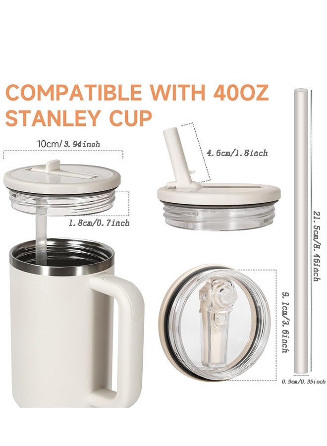 2 Pcs 40 oz Tumbler Flip Straw Lid Replacement Fit for Stanley Quencher, Leak Proof for Stanley Lid Replacement Spill Proof Reusable Tumbler Cover Compatible with 40 oz Stanley Cup Accessories - Image 2
