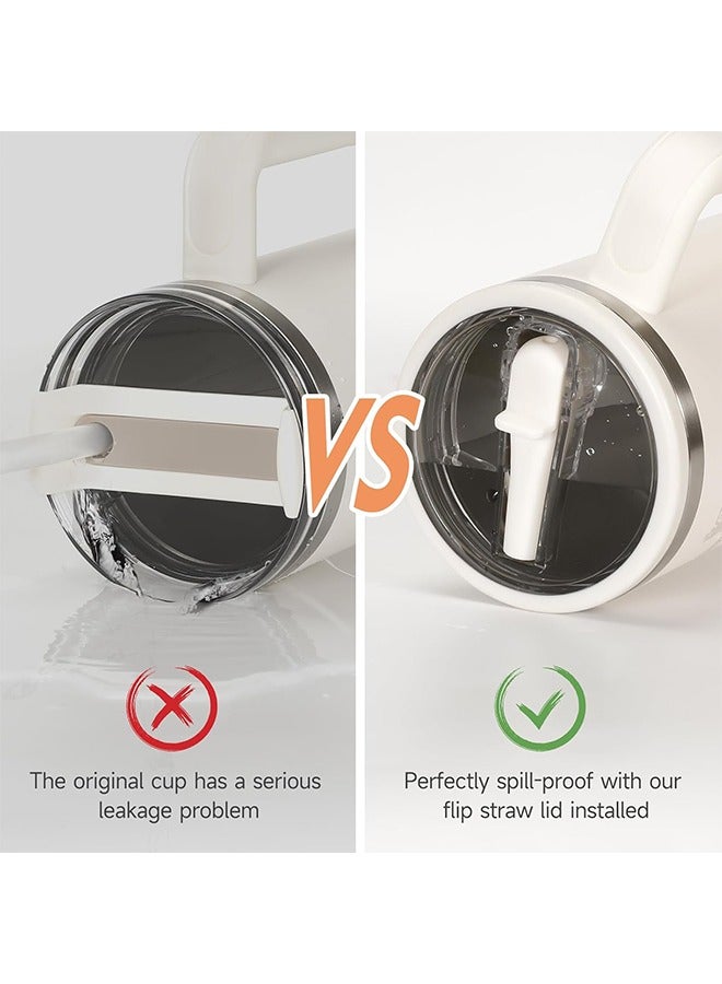 2 Pcs 40 oz Tumbler Flip Straw Lid Replacement Fit for Stanley Quencher, Leak Proof for Stanley Lid Replacement Spill Proof Reusable Tumbler Cover Compatible with 40 oz Stanley Cup Accessories - Image 5