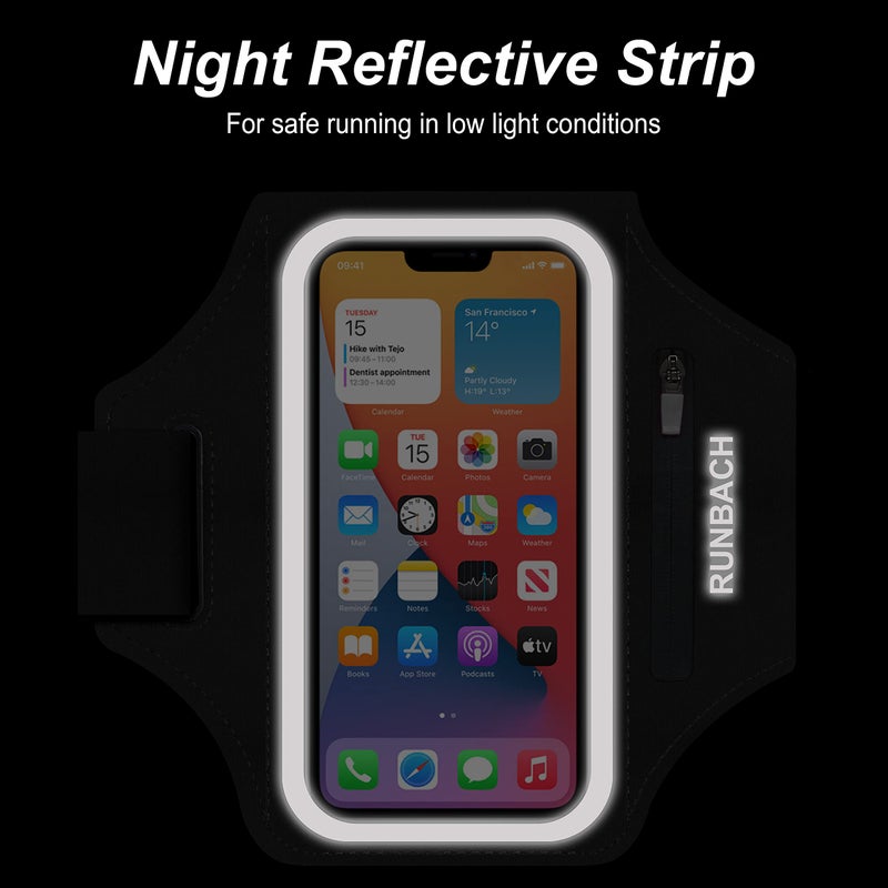 RUNBACH Armband for Samsung Galaxy S24 Ultra/S23 Ultra/S22 Ultra/S21 Ultra/S20 Ultra/S24+/S23+/S22+/S21+/S20+/S10+/S9+/S8+, with Zipper Pocket for for Galaxy Buds and Car Key(Black) - Image 5