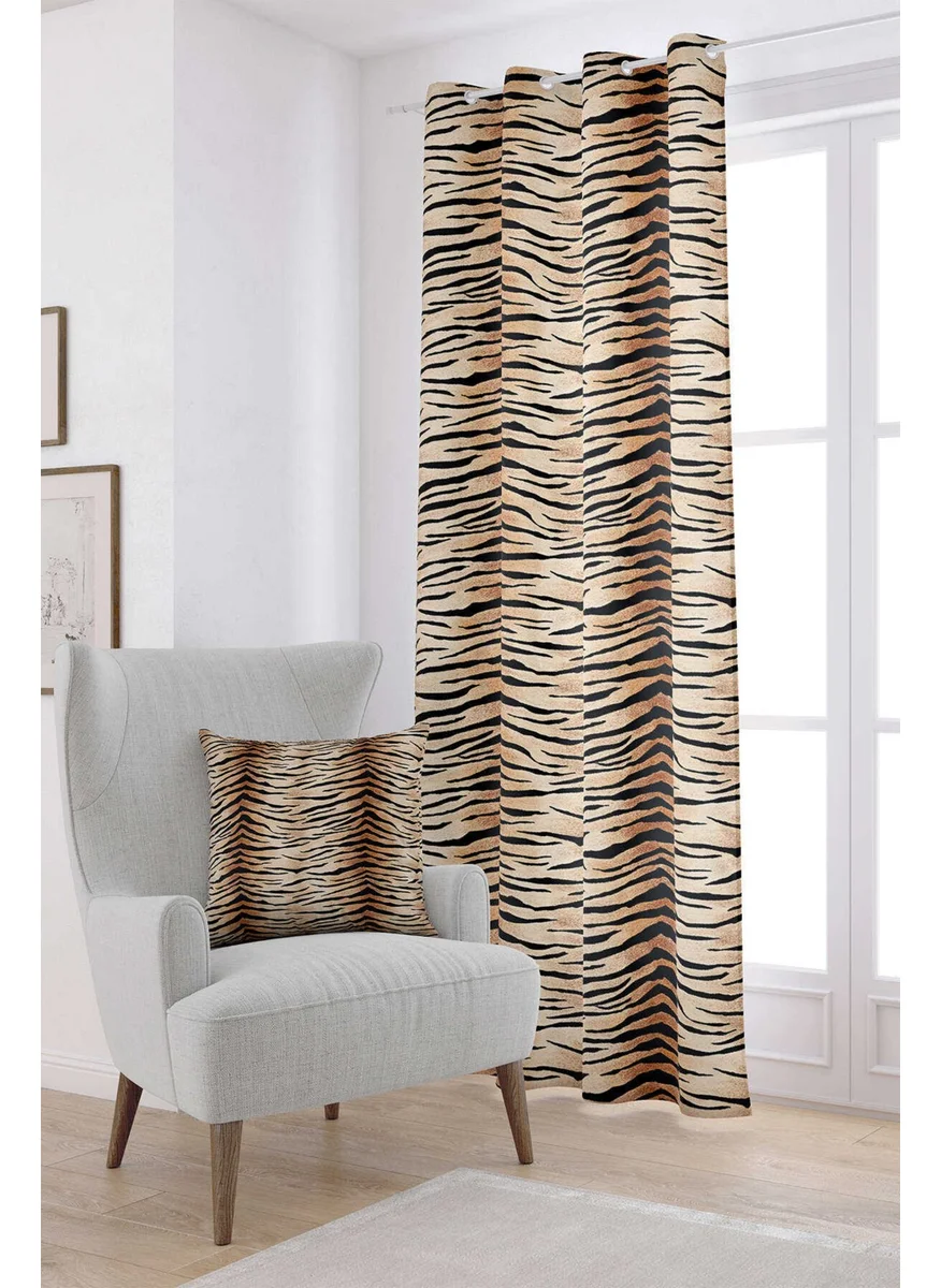 Cango Home Brown Black Zebra Patterned Digital Printed Curtain CGH366-PR