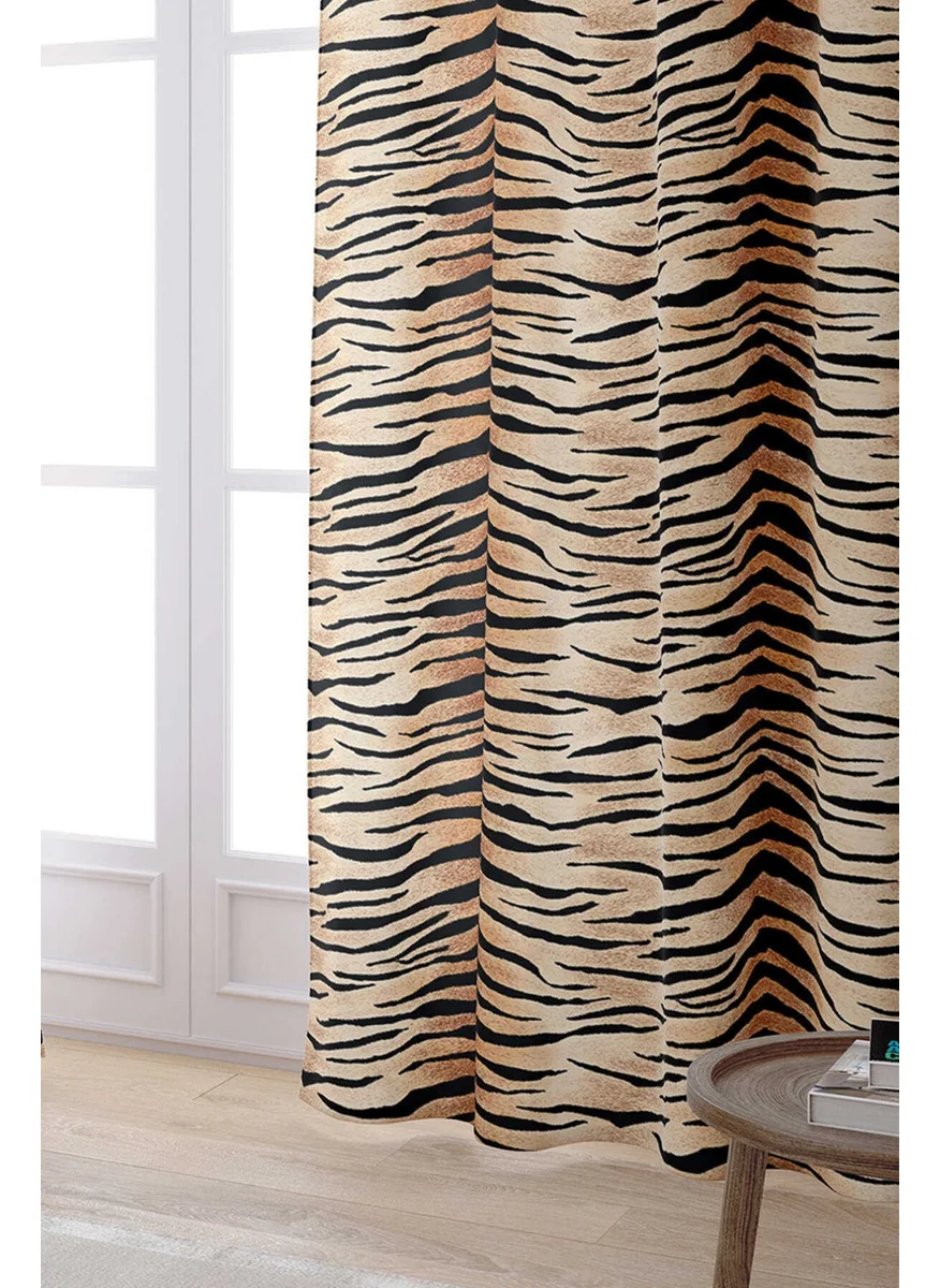 Cango Home Brown Black Zebra Patterned Digital Printed Curtain CGH366-PR