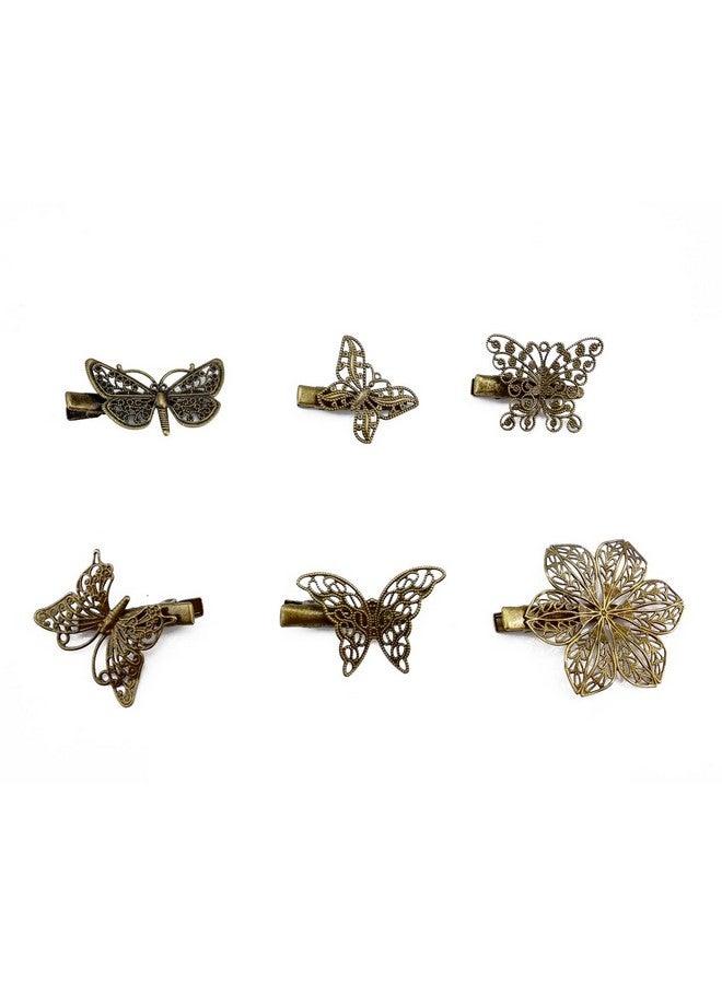 Yueton ?Pack Of 6 Vintage Hairpin Butterfly Dragonfly Flower Shape Hair Clip Headwear Lady Hair Accessories - Image 1