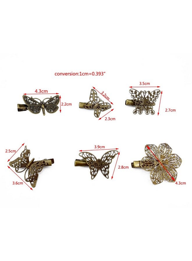 Yueton ?Pack Of 6 Vintage Hairpin Butterfly Dragonfly Flower Shape Hair Clip Headwear Lady Hair Accessories - Image 3