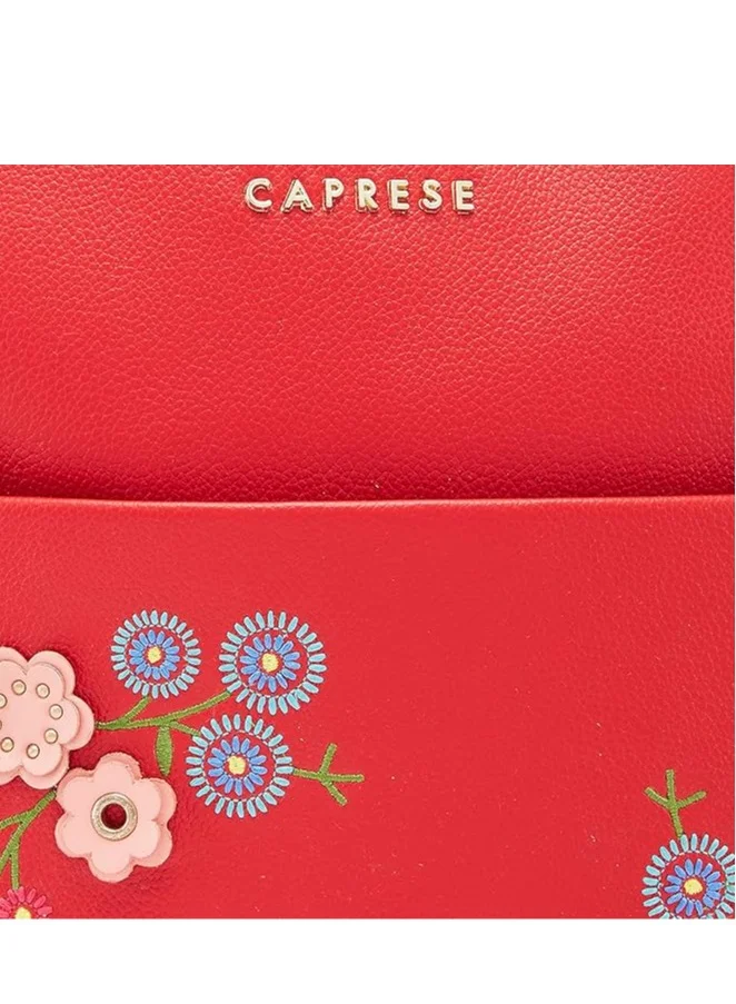 CAPRESE Caprese Erica Fashion Backpack Maroon Medium | Spacious floral backpack with adjustable strap and multiple pockets, ideal for college and daily use