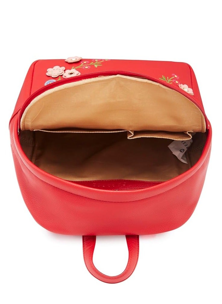 Caprese Erica Fashion Backpack Maroon Medium | Spacious floral backpack with adjustable strap and multiple pockets, ideal for college and daily use - Image 5