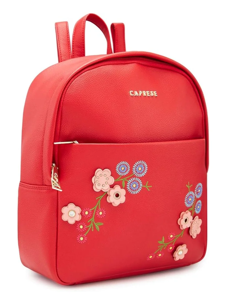 CAPRESE Caprese Erica Fashion Backpack Maroon Medium | Spacious floral backpack with adjustable strap and multiple pockets, ideal for college and daily use