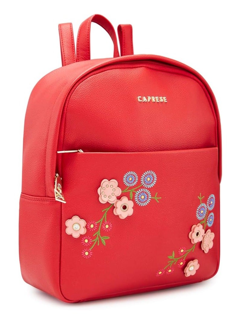 Caprese Erica Fashion Backpack Maroon Medium | Spacious floral backpack with adjustable strap and multiple pockets, ideal for college and daily use - Image 3
