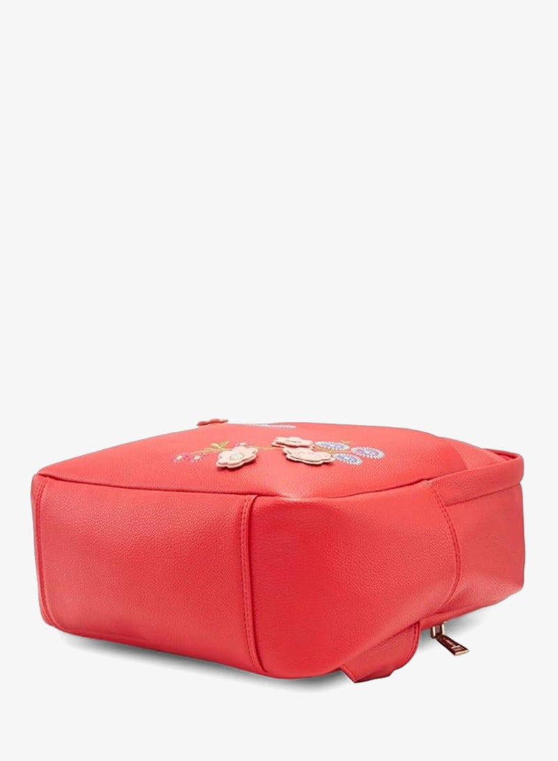 Caprese Erica Fashion Backpack Maroon Medium | Spacious floral backpack with adjustable strap and multiple pockets, ideal for college and daily use - Image 2