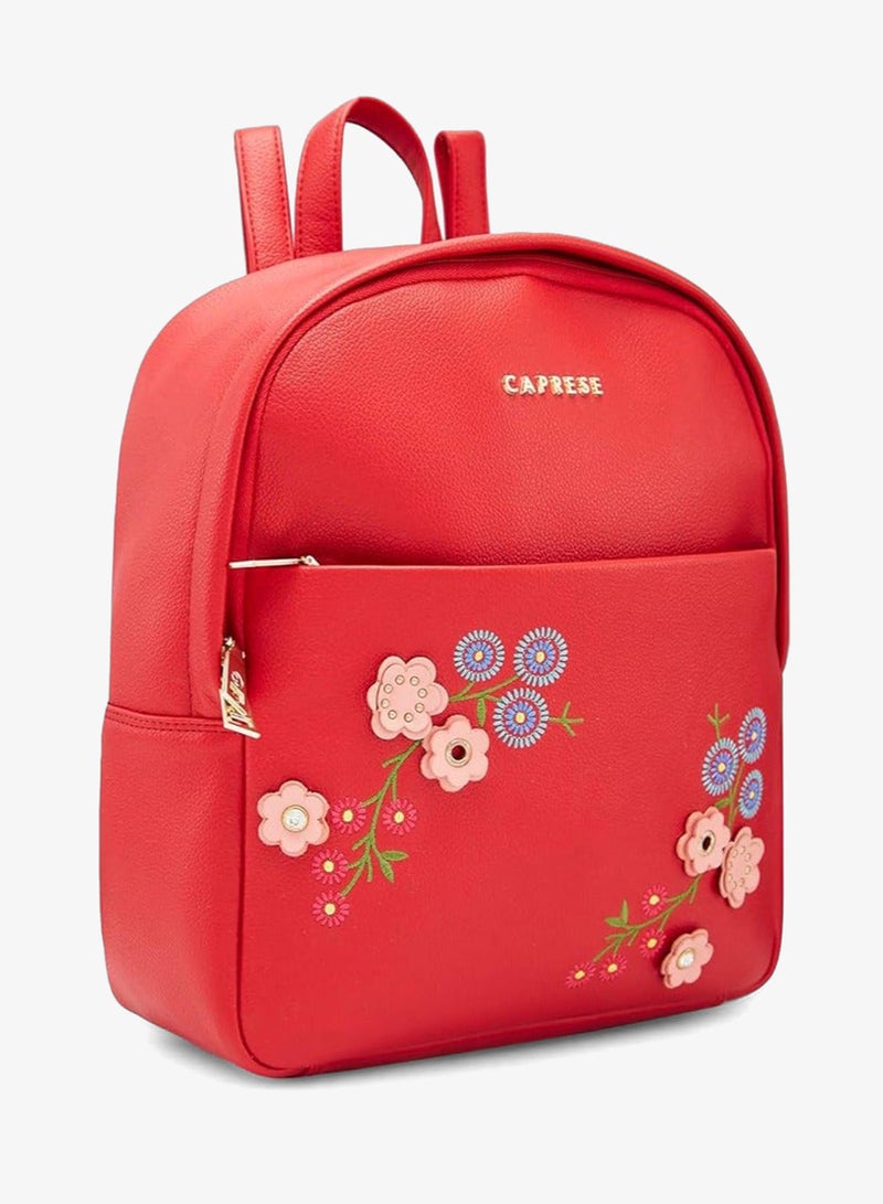Caprese Erica Fashion Backpack Maroon Medium | Spacious floral backpack with adjustable strap and multiple pockets, ideal for college and daily use - Image 3