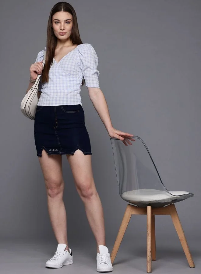 Freehand  Women Regular Fit Textured V-Neck Short Sleeve Wrap Top  | Best Price UAE