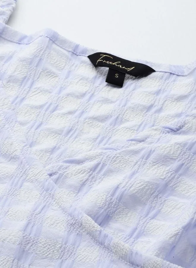 Freehand  Women Regular Fit Textured V-Neck Short Sleeve Wrap Top  | Best Price UAE