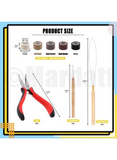 Mardatt 753 Pcs Hair Extension Kit Black White Beige Dark Brown Blonde Silicone Lined Micro Rings With Remove Pliers Pulling Hook For Hair Styling Salon  - Image 2