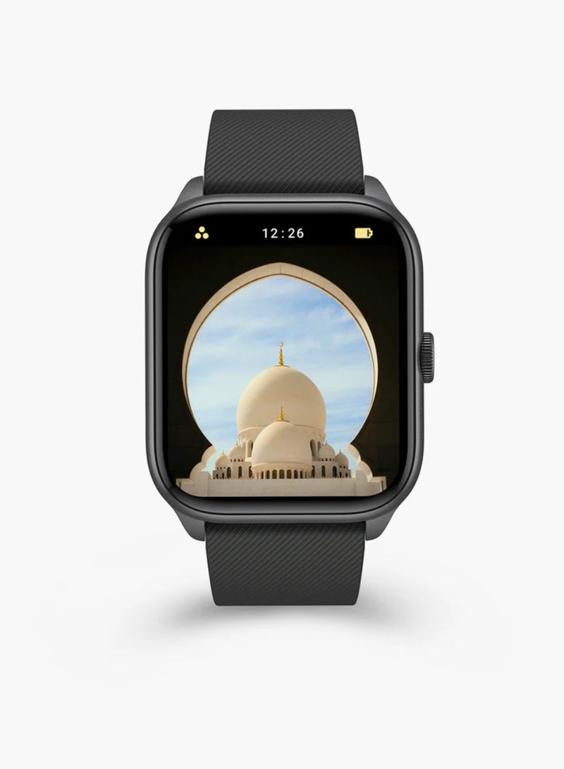 iQIBLA Quran Watch S2 Smartwatch For Unisex AMOLED Display Bluetooth Calling Watch IP67 Waterproof Fitness Watches Compatible With Android iOS Full Quran Recitation Prayer Reminder iQibla QWatch S2 Smart Watch iQibla Watch Black - Image 1