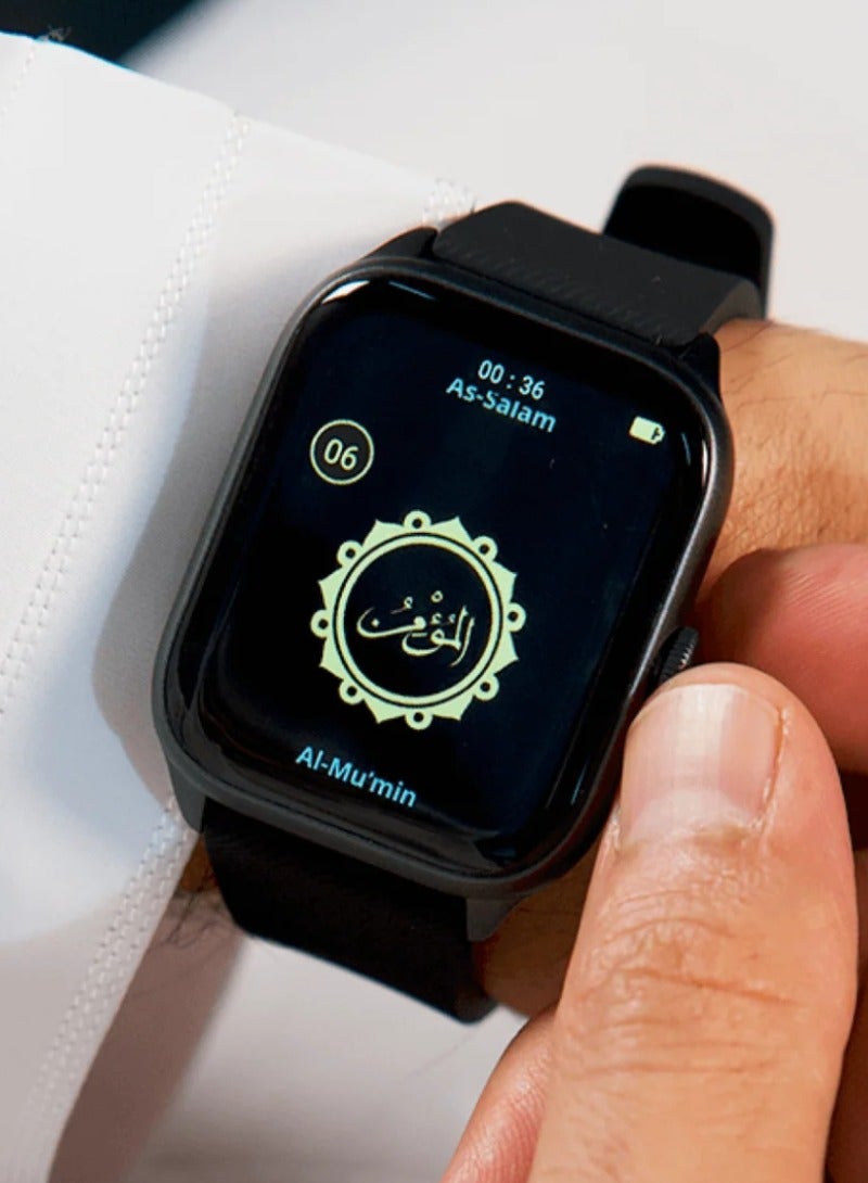 iQIBLA Quran Watch S2 Smartwatch For Unisex AMOLED Display Bluetooth Calling Watch IP67 Waterproof Fitness Watches Compatible With Android iOS Full Quran Recitation Prayer Reminder iQibla QWatch S2 Smart Watch iQibla Watch Black - Image 3