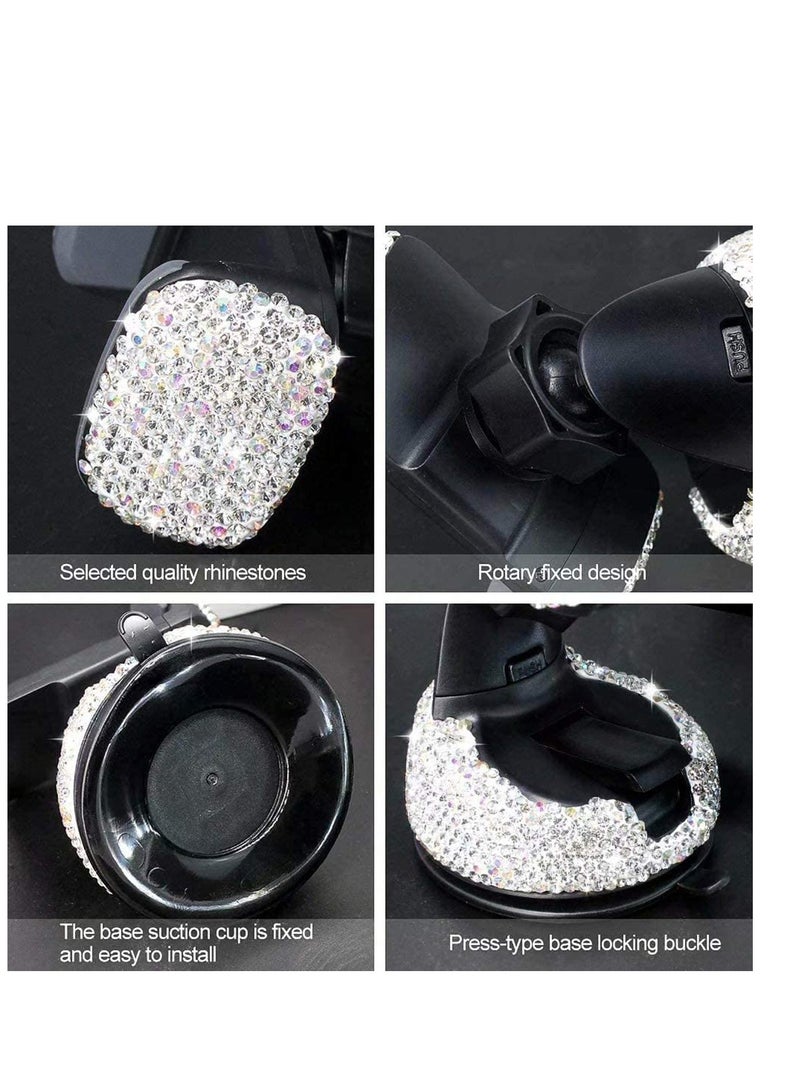 Car Phone Holder, Auto Phone Mount Bling Rhinestone Crystal Car Accessories Can be Used for Windshield Dashboard and Air Outlet 360 Adjustable for iPhone Android (Black)