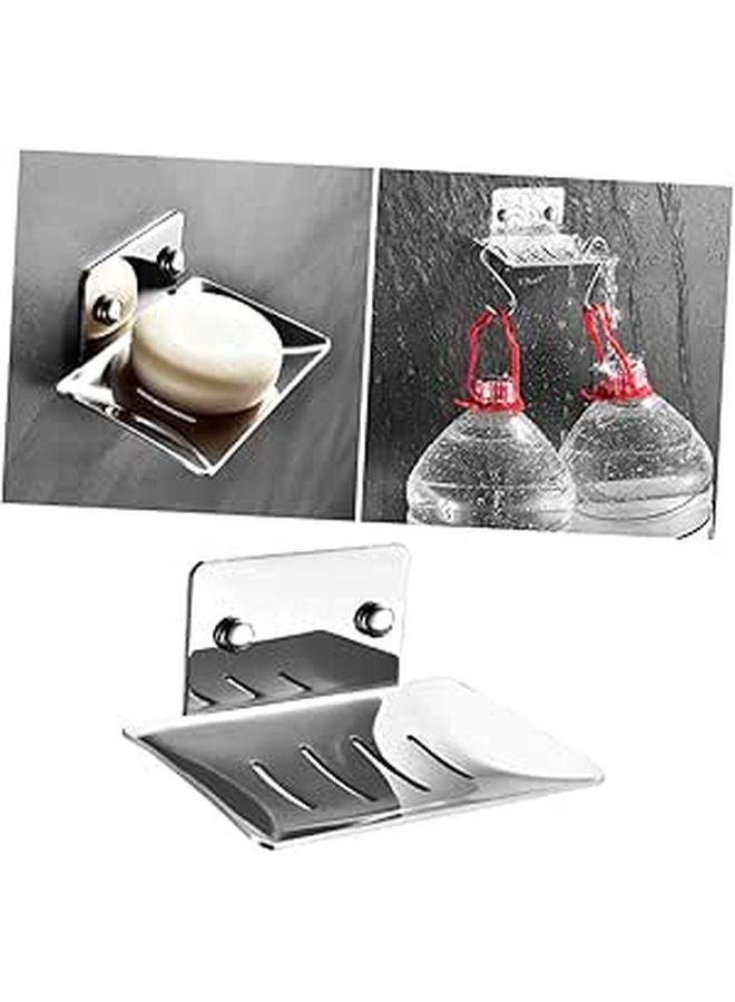 Stainless Steel Soap Dish Holder Wall Mounted Modern Bathroom Shelf Soap Box - Image 1