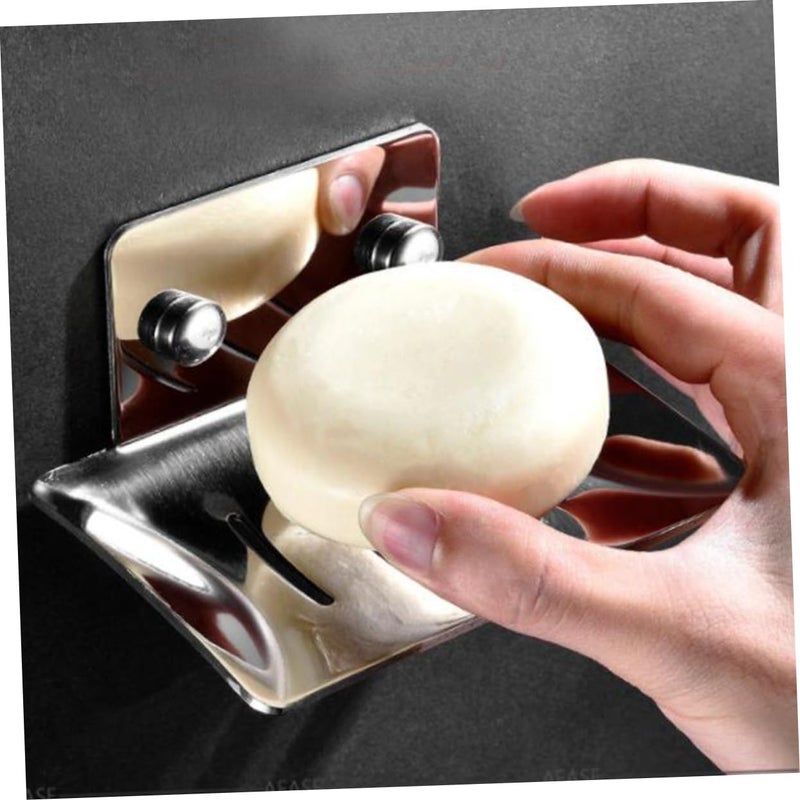 Stainless Steel Soap Dish Holder Wall Mounted Modern Bathroom Shelf Soap Box - Image 3