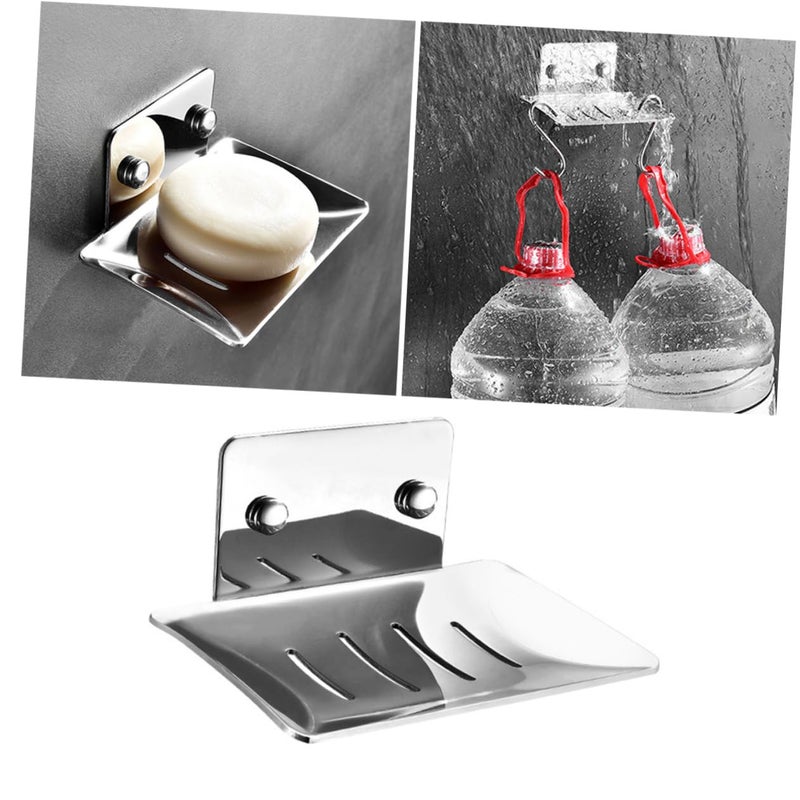 Stainless Steel Soap Dish Holder Wall Mounted Modern Bathroom Shelf Soap Box - Image 2