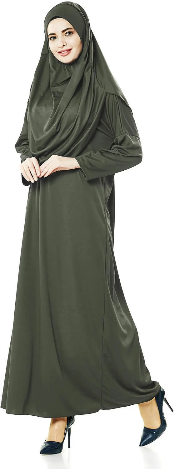 ايهفان Ihvan One Piece Prayer Dress - Prayer Mat - Prayer Beads - Worship Set - Khaki