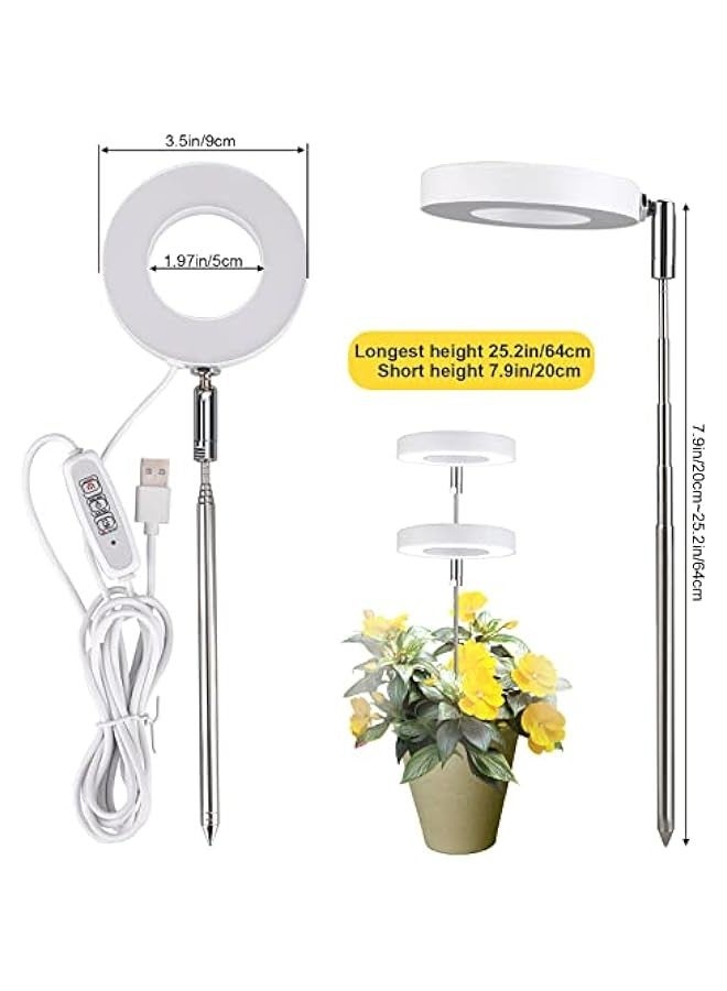 TRASSLE 2 Pcs Grow Light, Full Spectrum LED Plant Light for Indoor Plants, Height Adjustable Growing Lamp with Auto On/Off Timer 2/4/8H, 4 Dimmable Brightness, Ideal for Small Plants  - Image 2