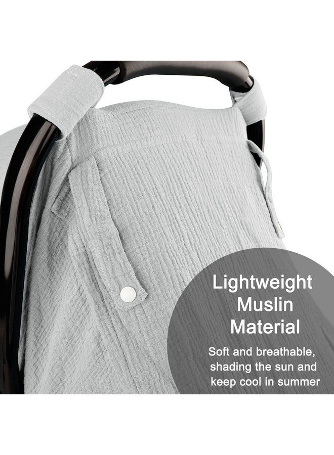 Hooyax أغطية مقاعد السيارة من موسلين للأطفال صيفًا غطاء مقعد السيارة للأطفال الأولاد والبنات مع نافذة قابلة للتنفس خفيفة الوزن مظلة مقعد السيارة للرضع رمادي - Image 3