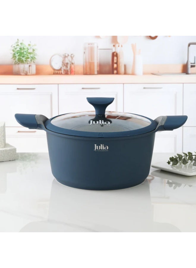جوليا طاجن جوليا إيليت يوني 20 سم مع غطاء - أزرق - رمادي جرانيت غير لاصق - مناسب للطهي بالحث - Image 1