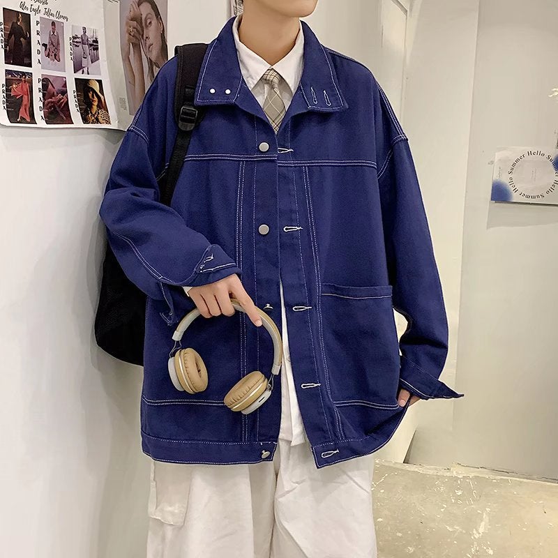 2025 spring and autumn fashion new fried street net red Hong Kong style jacket Korean trend Denim coat a generation of hair Blue - Image 1