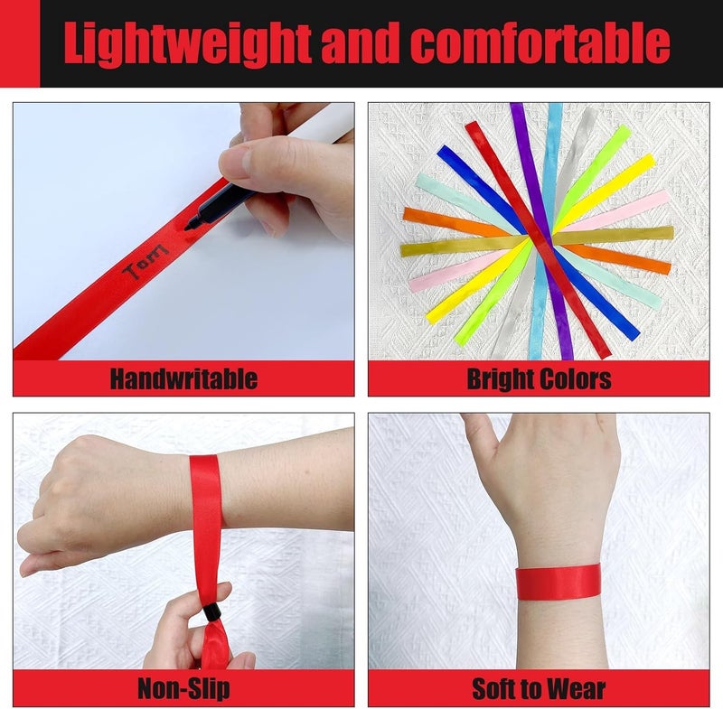 Comflora 100 Pcs Cloth Event Wristband, Disposable Wristbands for Events, Colored Wristbands Events,for Lightweight Concert,Club Entrance Wrist Strap Party Wristband Event (Color : Red) - Image 3