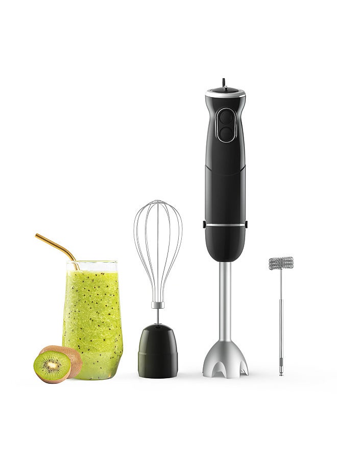 homgeek - homgeek 500W Immersion Hand Blender 3 in 1, 6-Speed Electric Stick Handheld Blender with Turbo Function, Include Stainless Steel Whisk, Milk Frother Attachments, Black - Image 1