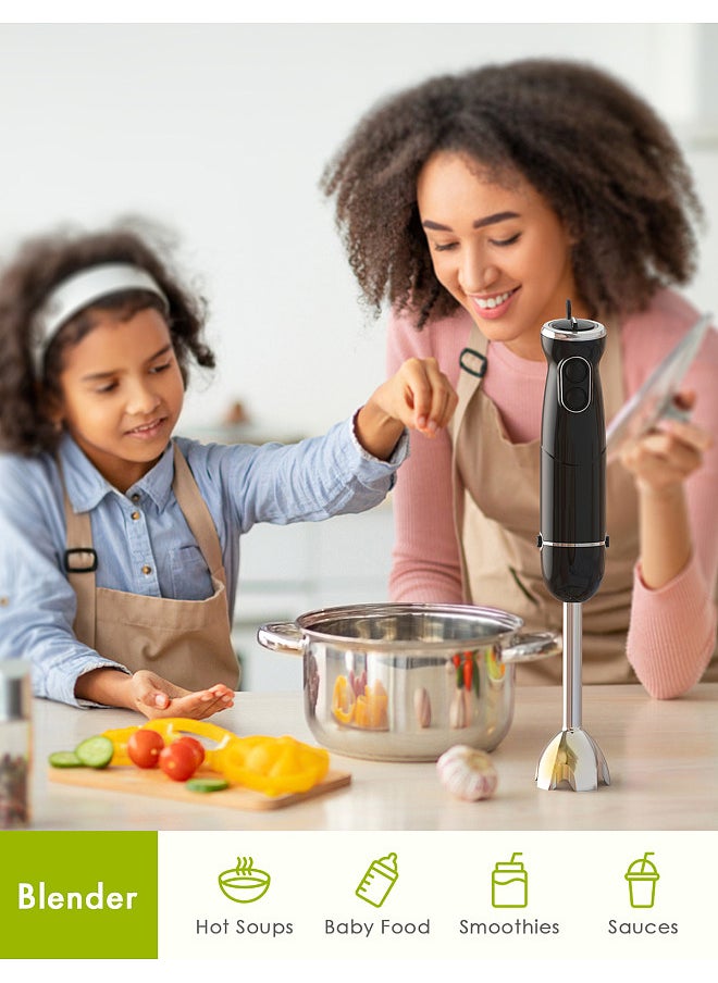 homgeek - homgeek 500W Immersion Hand Blender 3 in 1, 6-Speed Electric Stick Handheld Blender with Turbo Function, Include Stainless Steel Whisk, Milk Frother Attachments, Black - Image 1