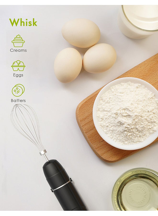 homgeek - homgeek 500W Immersion Hand Blender 3 in 1, 6-Speed Electric Stick Handheld Blender with Turbo Function, Include Stainless Steel Whisk, Milk Frother Attachments, Black - Image 1