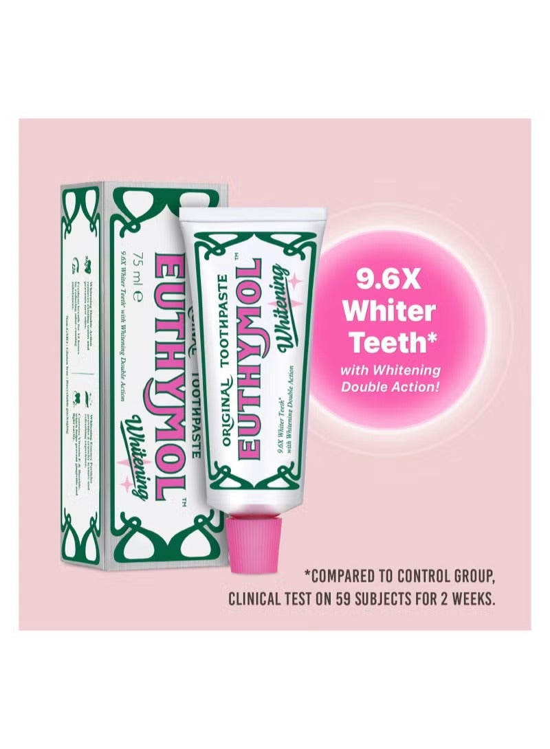 Euthymol معجون أسنان مبيض، إزالة البقع في 2 أسبوع، انتعاش طويل الأمد للثة والأسنان الحساسة. رائحة فم كريهة، الوقاية من التسوس 75 مل - Image 2