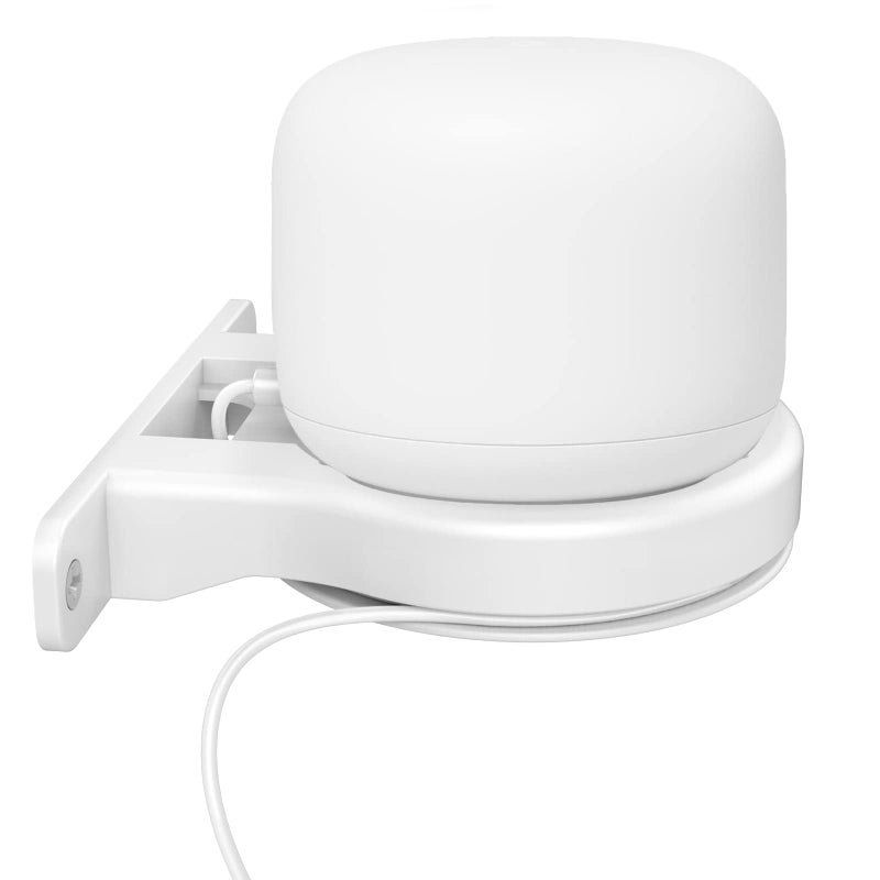 ABS Wall Mount Compatible with Nest WiFi Router- AC2200 Smart Home Wall Bracket Holder Shelf for Nest WiFi Point Built-in Cable Management White - Image 1