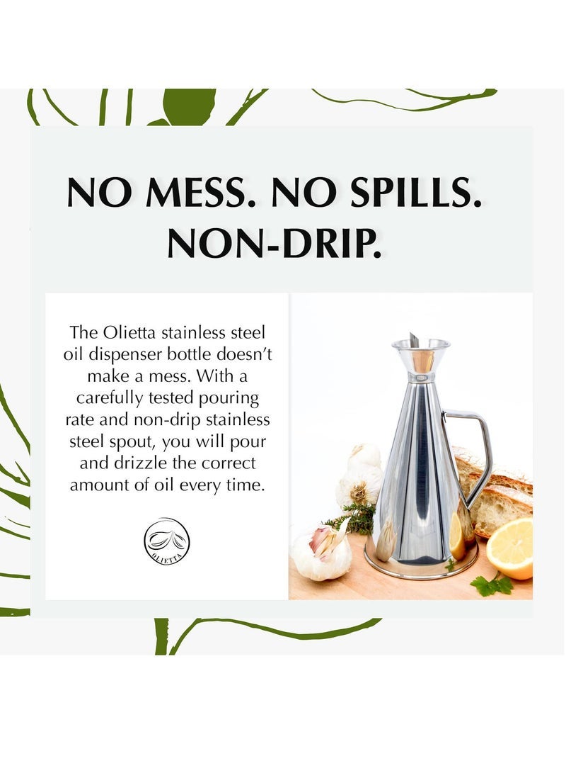 Captaintech Stainless Steel Non Drip Leak Proof No Mess Oil and Vinegar Pourer and Drizzler 500ML 0.5 Liter - Great for Pouring and Drizzling Olive Oil and Other Liquids - Easy to Clean and Leakproof - Image 4