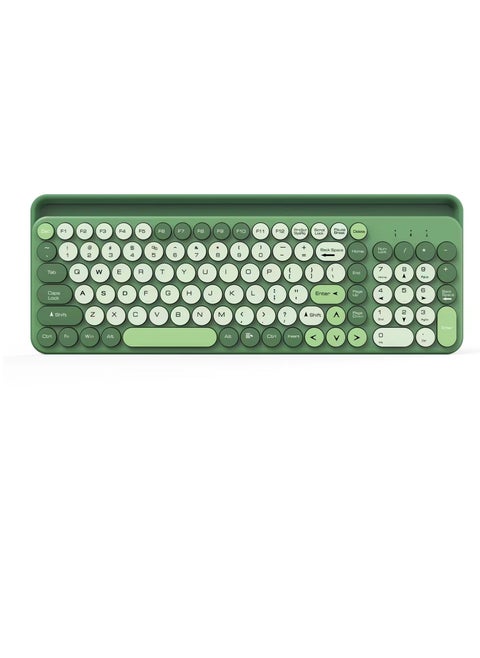 FOREV FV-866 Silent Dual Mode Bluetooth 5.0 / 2.4 GHz Wireless Keyboard  -  Arabic / English Layout - Full Size Office Business Keyboard With Mobile Holder For PC / Mac / Android | Military Green