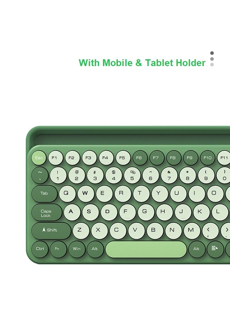 Forev - FOREV FV-866 Silent Dual Mode Bluetooth 5.0 / 2.4 GHz Wireless Keyboard  -  Arabic / English Layout - Full Size Office Business Keyboard With Mobile Holder For PC / Mac / Android | Military Green - Image 1