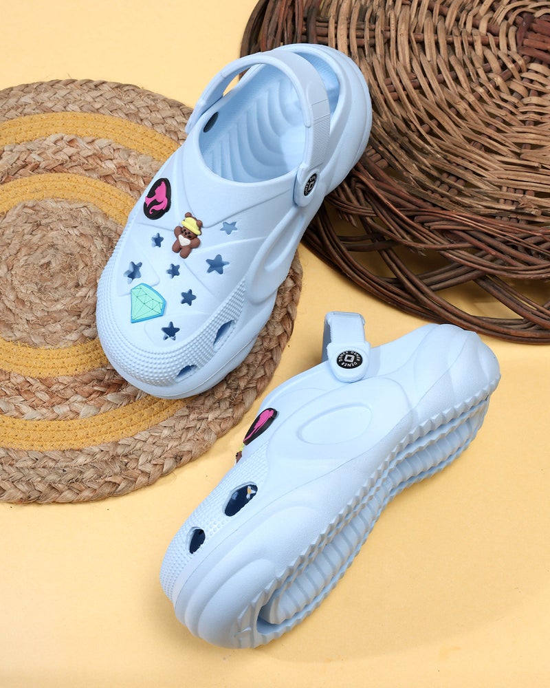 Face أحذية كلوغ زرقاء مائية للأطفال - Image 1