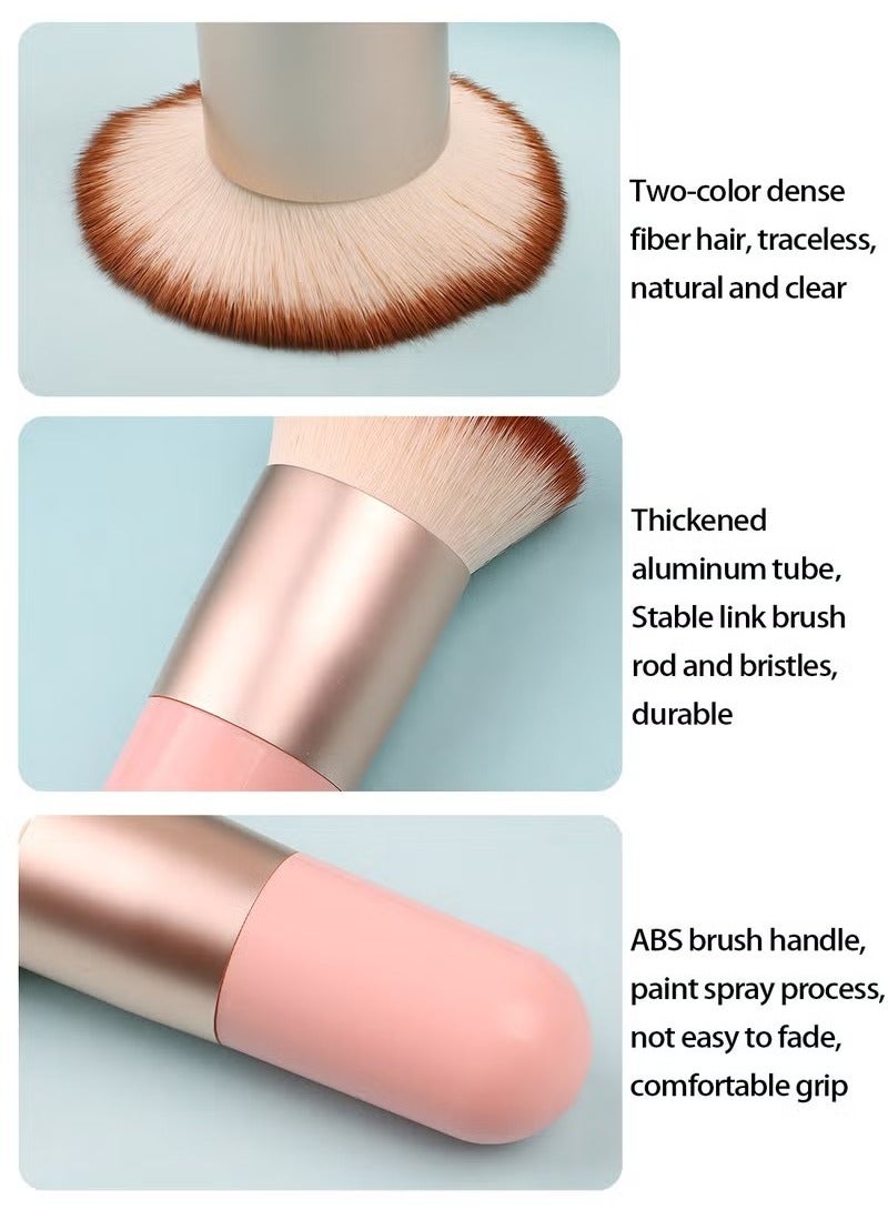 Generic Foundation Brush for Liquid Makeup, Self Tanner Brush Flat Top Kabuki Professional Makeup Brushes Blending Mineral Powder Buffing Stippling Makeup Tools, Pink  - Image 2