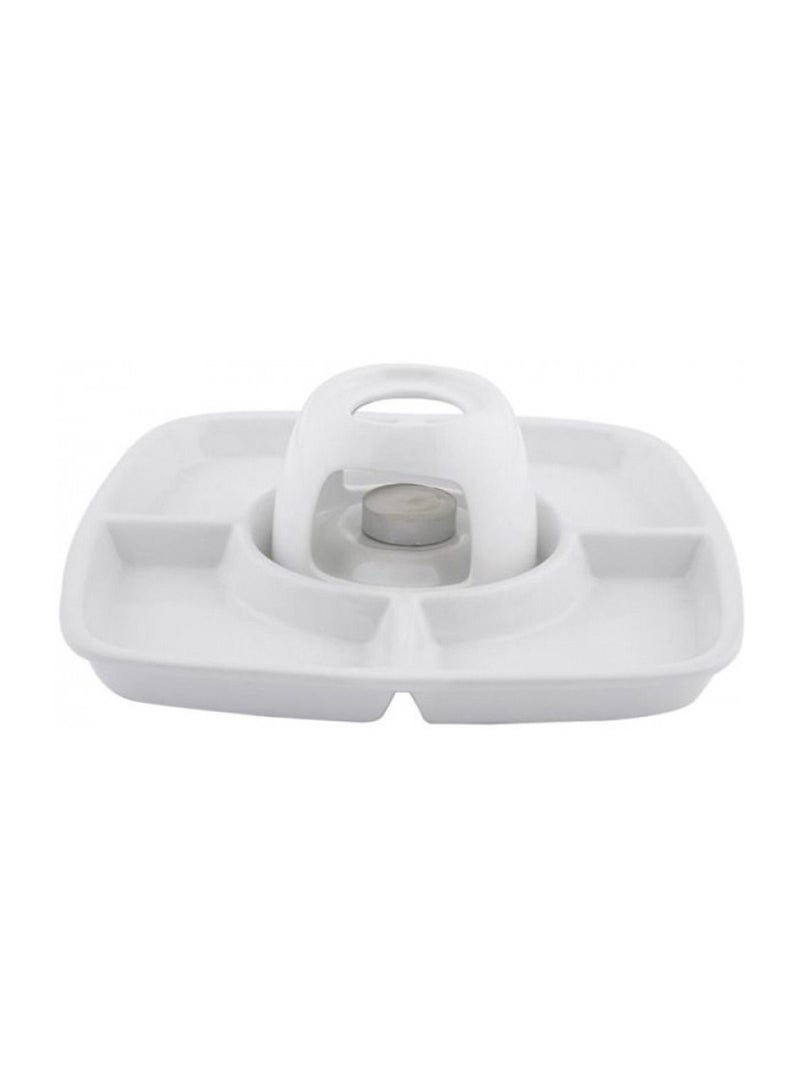 Shallow Porcelain Fondue Set, White - Image 4