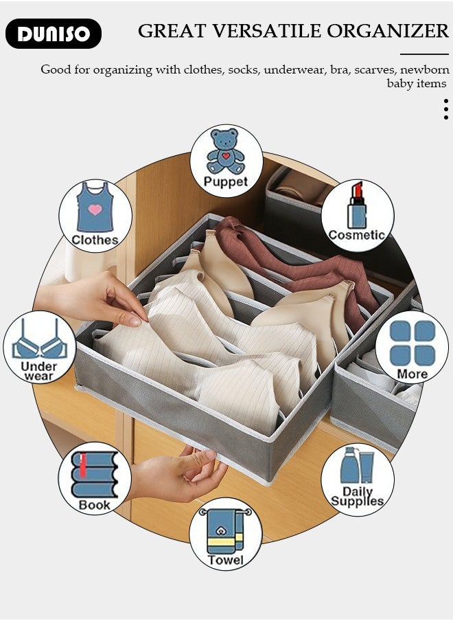 DUNISO 4pcs Wardrobe Clothes Organizer Sock Underwear Drawer Organizer Dividers Cell Foldable Fabric Dresser Closet Storage Box and Storage Bins for Clothing, Baby Clothes, Bra, Panty, Scarf, Ties, Scarves  - Image 3