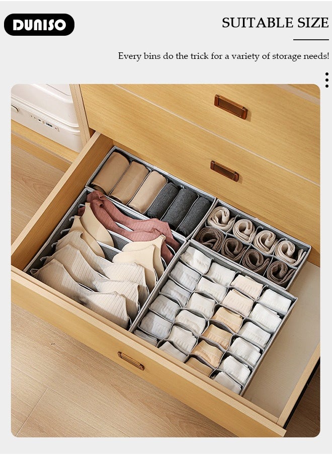 DUNISO 4pcs Wardrobe Clothes Organizer Sock Underwear Drawer Organizer Dividers Cell Foldable Fabric Dresser Closet Storage Box and Storage Bins for Clothing, Baby Clothes, Bra, Panty, Scarf, Ties, Scarves  - Image 5