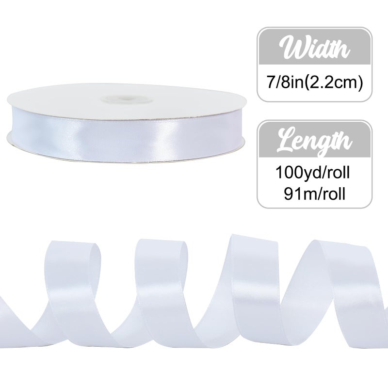 TONIFUL 7/8 Inch x 100yds White Satin Ribbon Thin Solid Frabic Ribbons for Gift Wrapping, DIY Crafts Bows, Invitations, Floral Bouquets, Christmas Wedding Party Valentine's Decor,Halloween - Image 2